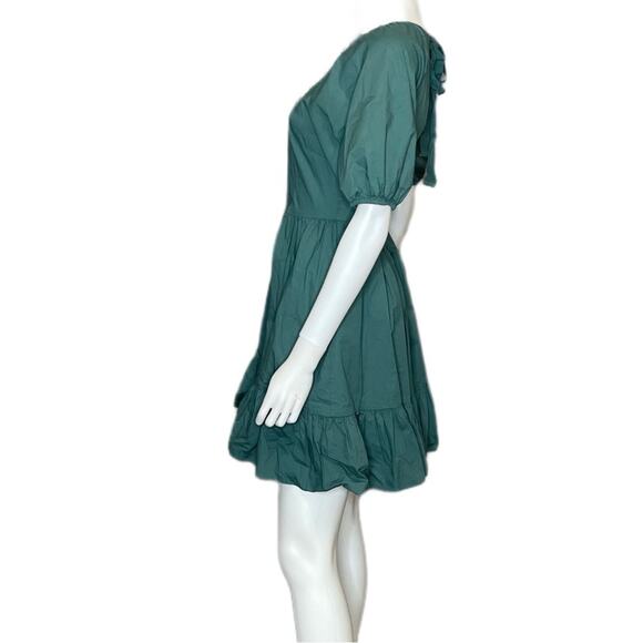 Peter Som Collective Women’s Green Puff Sleeve Dress With Pockets Sz 2 - Picture 3 of 7